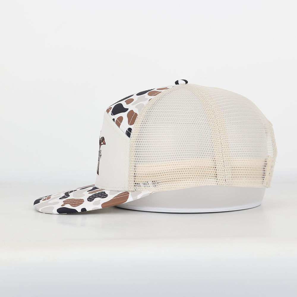 High Quality 7-Panel Camo Baseball Snapback Trucker Mesh Cap 3D Embroidery Custom Logo Popular Mens' Fitted Wholesale Hat