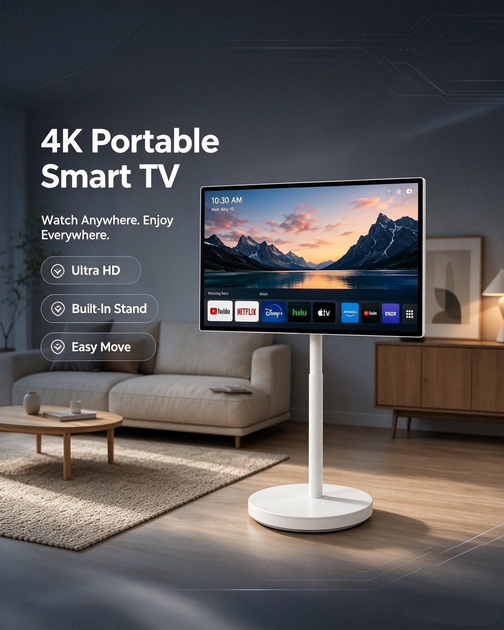 🎉2026 Anniversary Sale | 4K Ultra‑HD Portable Smart TV For Home & Outdoor